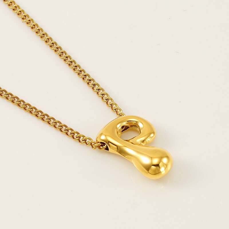 Gold color / 1 Piece Simple Series Daily Letter P Titanium Steel 18K Gold Plated Unisex Pendant Necklaces Picture16